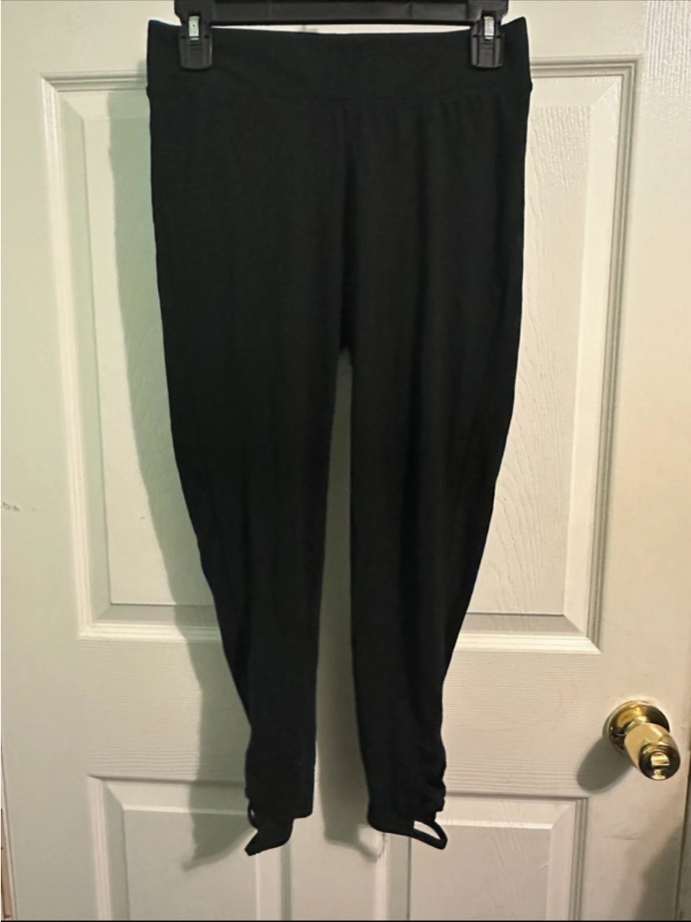 Black Slim Leggings with Ankle Straps